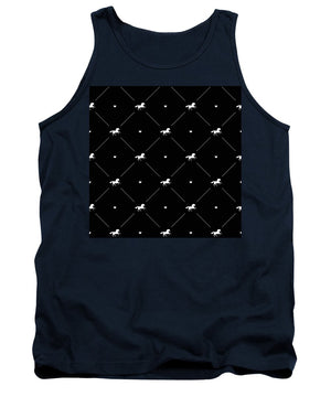 Vector seamless pattern of white horse silhouette with heart isolated on black - Tank Top