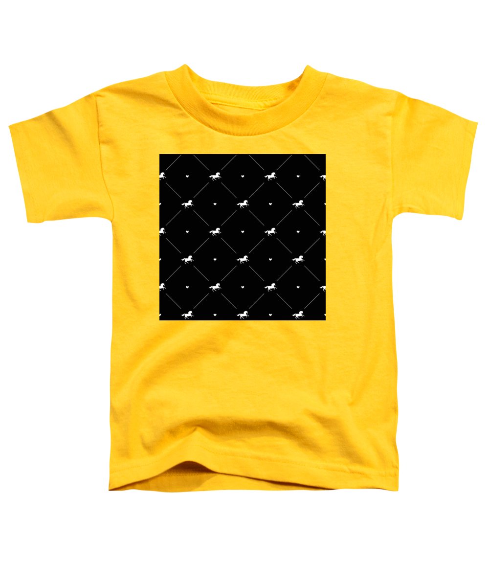 Vector seamless pattern of white horse silhouette with heart isolated on black - Toddler T-Shirt