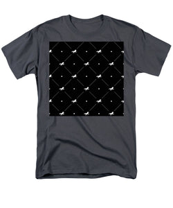 Vector seamless pattern of white horse silhouette with heart isolated on black - Men's T-Shirt  (Regular Fit)