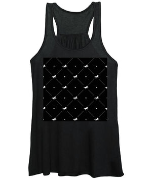 Vector seamless pattern of white horse silhouette with heart isolated on black - Women's Tank Top