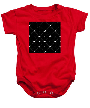 Vector seamless pattern of white horse silhouette with heart isolated on black - Baby Onesie