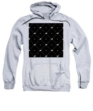Vector seamless pattern of white horse silhouette with heart isolated on black - Sweatshirt