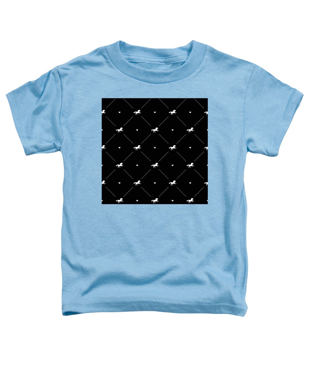 Vector seamless pattern of white horse silhouette with heart isolated on black - Toddler T-Shirt