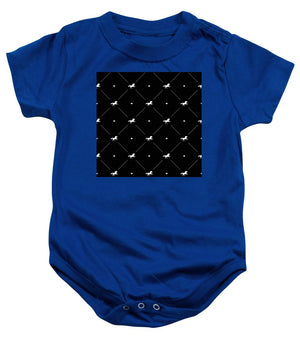 Vector seamless pattern of white horse silhouette with heart isolated on black - Baby Onesie