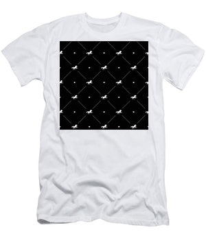 Vector seamless pattern of white horse silhouette with heart isolated on black - T-Shirt