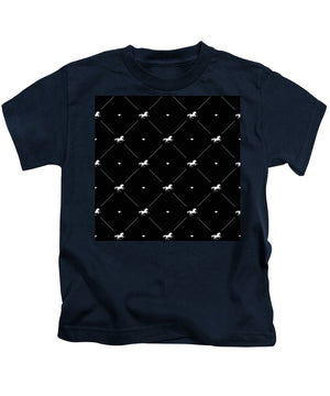 Vector seamless pattern of white horse silhouette with heart isolated on black - Kids T-Shirt