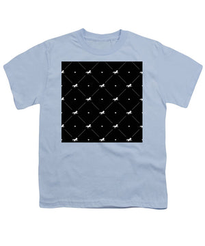 Vector seamless pattern of white horse silhouette with heart isolated on black - Youth T-Shirt